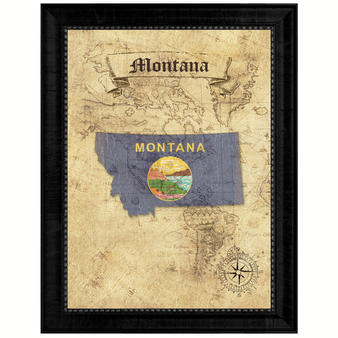 Montana State Flag Canvas Print with Custom Black Picture Frame Home Decor Wall Art Decoration Gifts