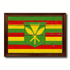 Kanaka Maoli City Hawaii State Vintage Flag Canvas Print Brown Picture Frame