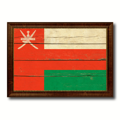 Oman Country Flag Vintage Canvas Print with Brown Picture Frame Home Decor Gifts Wall Art Decoration Artwork
