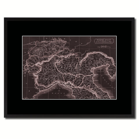 Northern Italy Vintage Vivid Sepia Map Canvas Print, Picture Frames Home Decor Wall Art Decoration Gifts