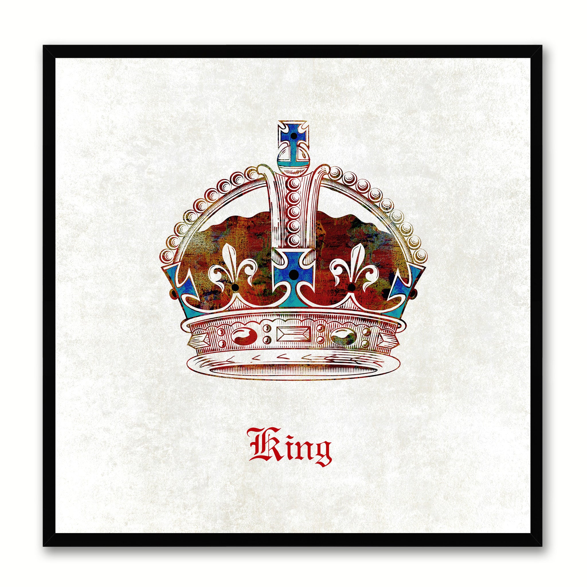 King White Canvas Print Black Frame Kids Bedroom Wall Home Décor