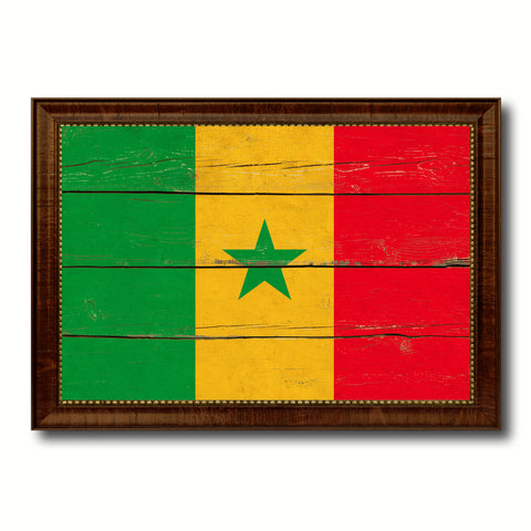 Senegal Country Flag Vintage Canvas Print with Brown Picture Frame Home Decor Gifts Wall Art Decoration Artwork