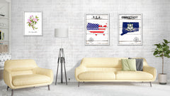 Connecticut Flag Gifts Home Decor Wall Art Canvas Print with Custom Picture Frame