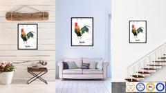 Rooster Bird Canvas Print, Black Picture Frame Gift Ideas Home Decor Wall Art Decoration