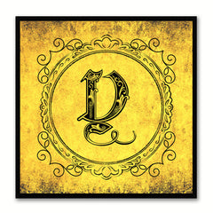 Alphabet Y Yellow Canvas Print Black Frame Kids Bedroom Wall Décor Home Art