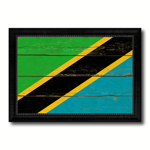 Tanzania Country Flag Vintage Canvas Print with Black Picture Frame Home Decor Gifts Wall Art Decoration Artwork