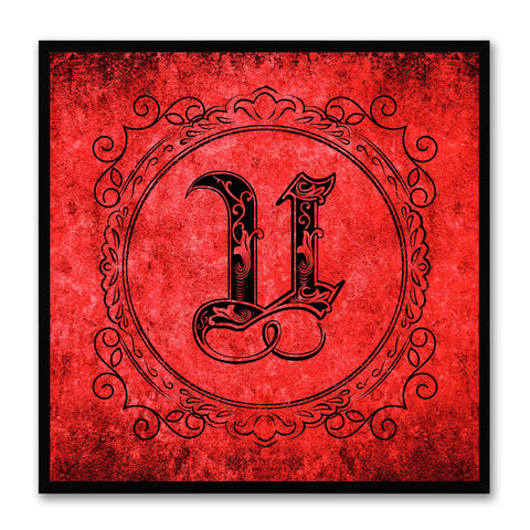 Alphabet U Red Canvas Print Black Frame Kids Bedroom Wall Décor Home Art