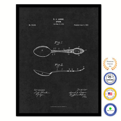1902 Spoon Old Patent Art Print on Canvas Custom Framed Vintage Home Decor Wall Decoration Great for Gifts
