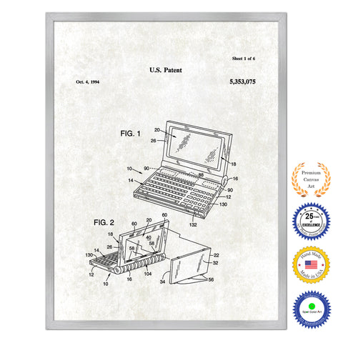 1994 Convertible flat panel display system Old Patent Art Print on Canvas Custom Framed Vintage Home Decor Wall Decoration Great for Gifts