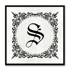 Alphabet S White Canvas Print Black Frame Kids Bedroom Wall Décor Home Art