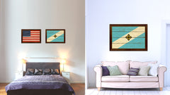 Madison City Wisconsin State Vintage Flag Canvas Print Brown Picture Frame