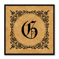 Alphabet G Brown Canvas Print Black Frame Kids Bedroom Wall Décor Home Art