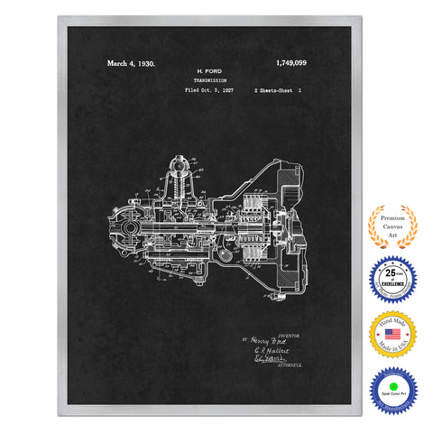 1930 Henry Ford Engine Transmission Antique Patent Artwork Silver Framed Canvas Home Office Decor Great Gift for Mechanic Car Collector