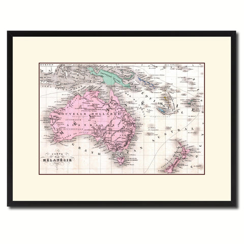 New Zealand Oceania Australia Vintage Antique Map Wall Art Home Decor Gift Ideas Canvas Print Custom Picture Frame