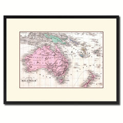 New Zealand Oceania Australia Vintage Antique Map Wall Art Home Decor Gift Ideas Canvas Print Custom Picture Frame