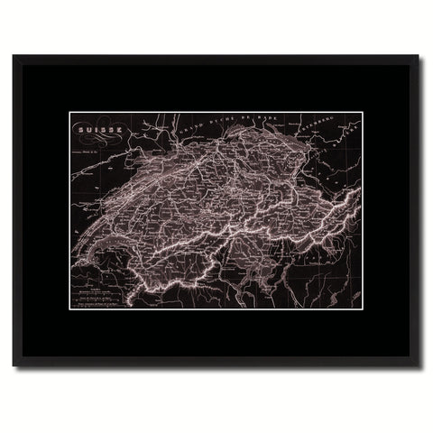 Switzerland Vintage Vivid Sepia Map Canvas Print, Picture Frames Home Decor Wall Art Decoration Gifts