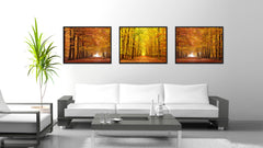 Autumn Road Yellow Landscape Photo Canvas Print Pictures Frames Home Décor Wall Art Gifts