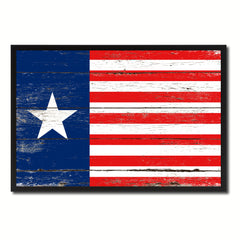 Texas Navy Texan Revolution 1838-1846 Naval Jack Military Flag Vintage Canvas Print with Picture Frame Home Decor Man Cave Wall Art Collectible Decoration Artwork Gifts