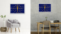 Indiana State Flag Shabby Chic Gifts Home Decor Wall Art Canvas Print, White Wash Wood Frame