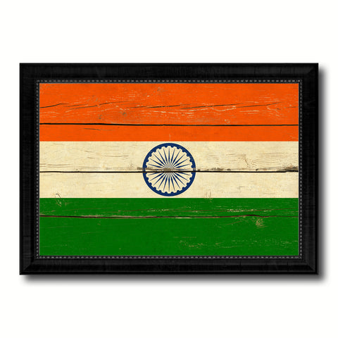 India Country Flag Vintage Canvas Print with Black Picture Frame Home Decor Gifts Wall Art Decoration Artwork