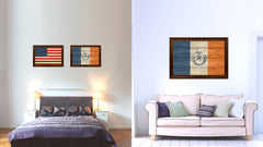 New York City New York State Texture Flag Canvas Print Brown Picture Frame