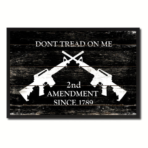 2nd Amendment Dont Tread On Me M4 Rifle Military Flag Vintage Canvas Print with Picture Frame Home Decor Man Cave Wall Art Collectible Decoration Artwork Gifts