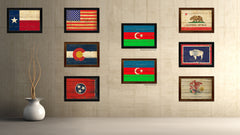 Azerbaijan Country Flag Vintage Canvas Print with Brown Picture Frame Home Decor Gifts Wall Art Decoration Artwork