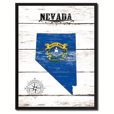 Nevada State Flag Vintage Canvas Print with Black Picture Frame Home DecorWall Art Collectible Decoration Artwork Gifts