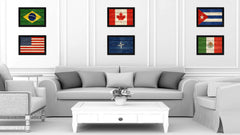 Nato Country Flag Texture Canvas Print with Black Picture Frame Home Decor Wall Art Decoration Collection Gift Ideas