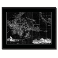 Oceania Australia New Zealand Vintage Monochrome Map Canvas Print, Gifts Picture Frames Home Decor Wall Art