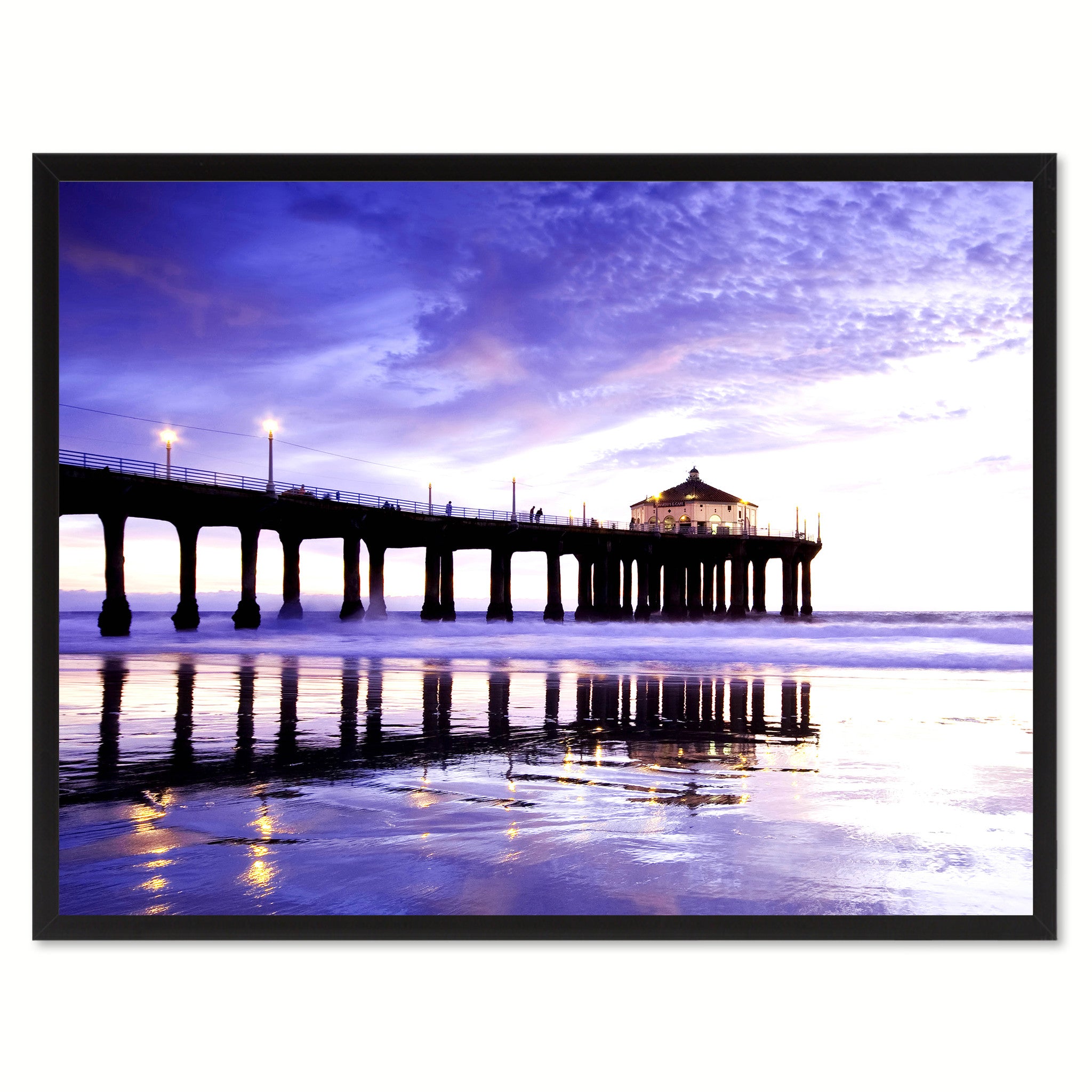 Manhattan Beach California Purple Landscape Photo Canvas Print Pictures Frames Home Décor Wall Art Gifts