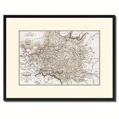 Poland Prussia Germany Vintage Sepia Map Canvas Print, Picture Frame Gifts Home Decor Wall Art Decoration