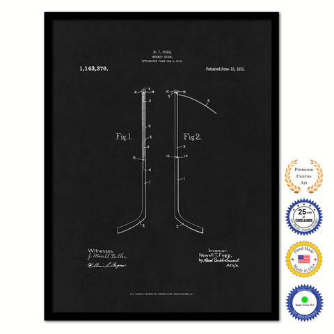 1915 Hockey Stick Old Patent Art Print on Canvas Custom Framed Vintage Home Decor Wall Decoration Great for Gifts