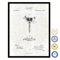 1877 Stencil Pen Old Patent Art Print on Canvas Custom Framed Vintage Home Decor Wall Decoration Great for Gifts
