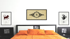 Alphabet Letter B Brown Canvas Print, Black Custom Frame