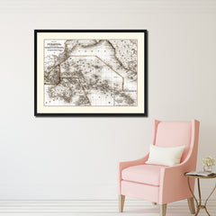 Oceania Vintage Sepia Map Canvas Print, Picture Frame Gifts Home Decor Wall Art Decoration