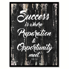 Success is where preparation and opportunity meet Bobby Unser Motivational Quote Saying Canvas Print with Picture Frame Home Decor Wall Art