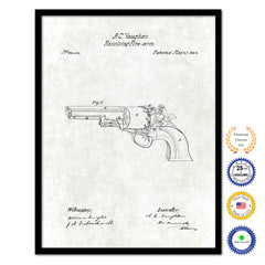 1862 Revolving Fire Arm Old Patent Art Print on Canvas Custom Framed Vintage Home Decor Wall Decoration Great for Gifts
