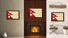 Nepal Country Flag Vintage Canvas Print with Brown Picture Frame Home Decor Gifts Wall Art Decoration Artwork