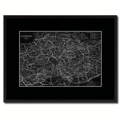 Central Germany Vintage Monochrome Map Canvas Print, Gifts Picture Frames Home Decor Wall Art