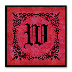 Alphabet W Red Canvas Print Black Frame Kids Bedroom Wall Décor Home Art