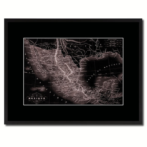 Mexico Vintage Vivid Sepia Map Canvas Print, Picture Frames Home Decor Wall Art Decoration Gifts