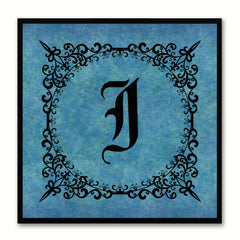 Alphabet I Blue Canvas Print Black Frame Kids Bedroom Wall Décor Home Art