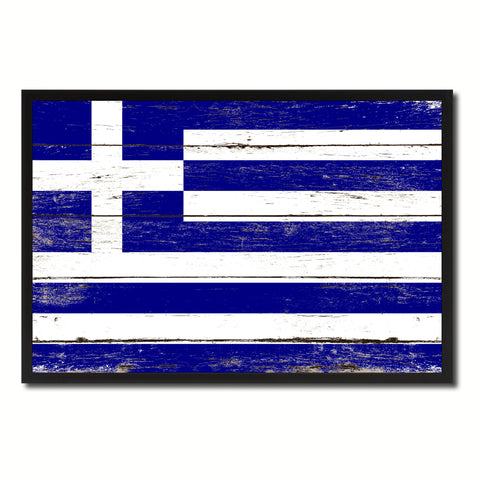 Greece Country National Flag Vintage Canvas Print with Picture Frame Home Decor Wall Art Collection Gift Ideas