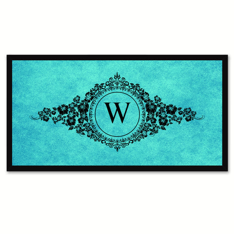 Alphabet Letter W Auqa Canvas Print, Black Custom Frame