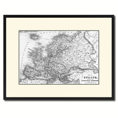 Europe Vintage B&W Map Canvas Print, Picture Frame Home Decor Wall Art Gift Ideas