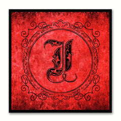 Alphabet I Red Canvas Print Black Frame Kids Bedroom Wall Décor Home Art