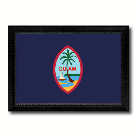 Guam US Territory Flag Canvas Print Black Picture Frame