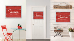 Carter Name Plate White Wash Wood Frame Canvas Print Boutique Cottage Decor Shabby Chic