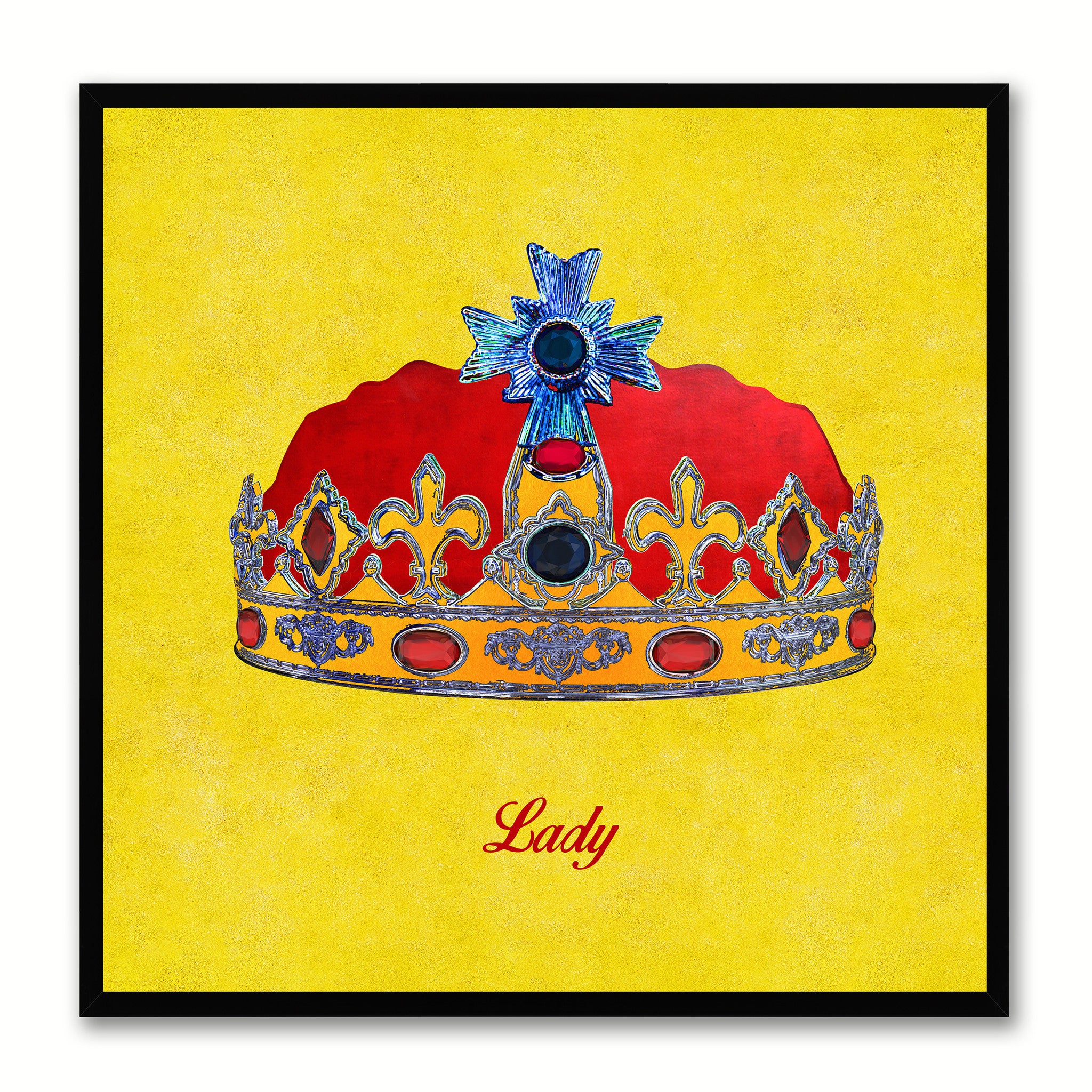 Lady Yellow Canvas Print Black Frame Kids Bedroom Wall Home Décor